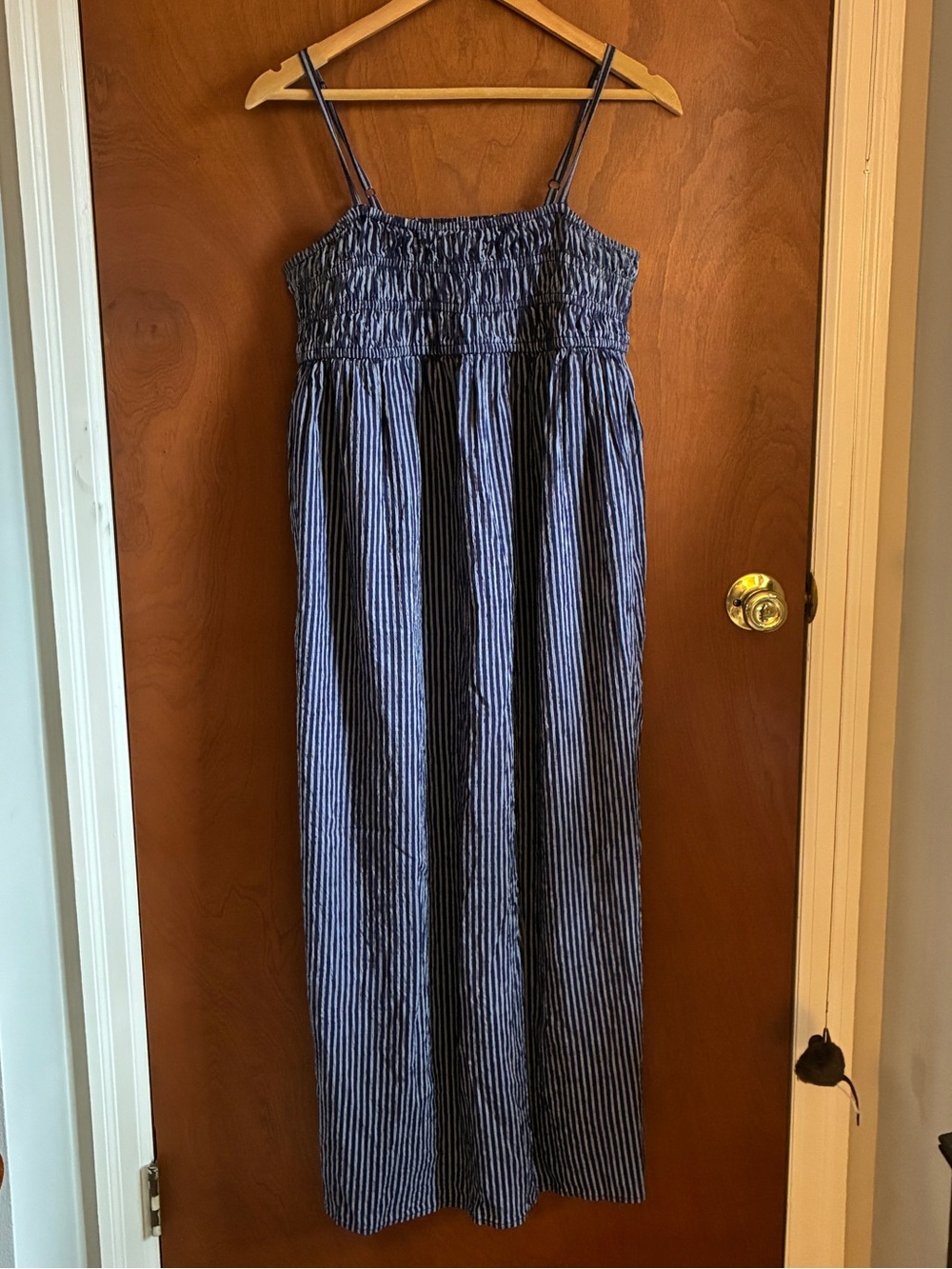 a new day Navy and White Smocked Waist Dress